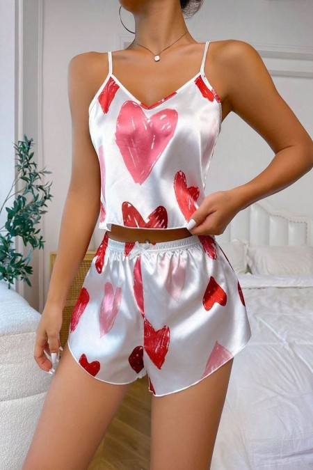 ست تاپ و شلوارک ساتن مدل دلارا