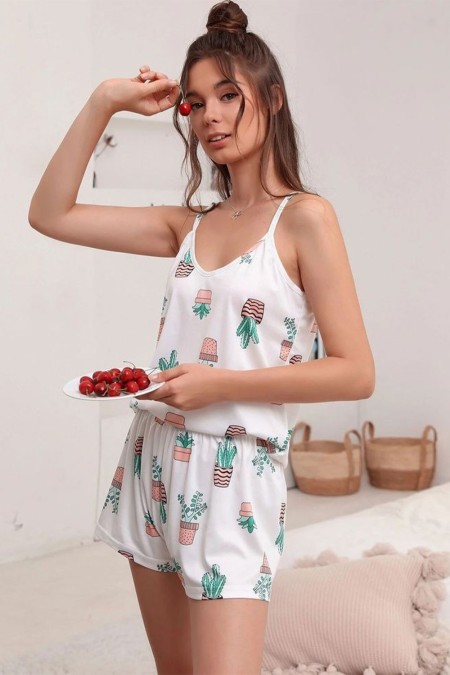 ست تاپ و شلوارک ساتن مدل برفین